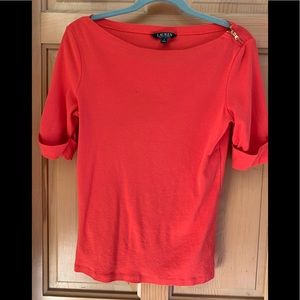 Lauren Ralph Lauren orange shorter sleeved top